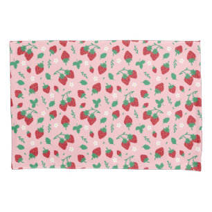 Floral Red Strawberry Pattern Personalized Kids Pillowcase