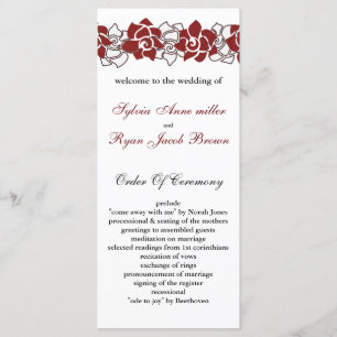 floral red Wedding program Programme