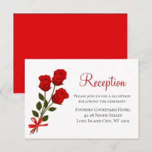 Floral Red Wedding Reception Rose Flowers Invitation