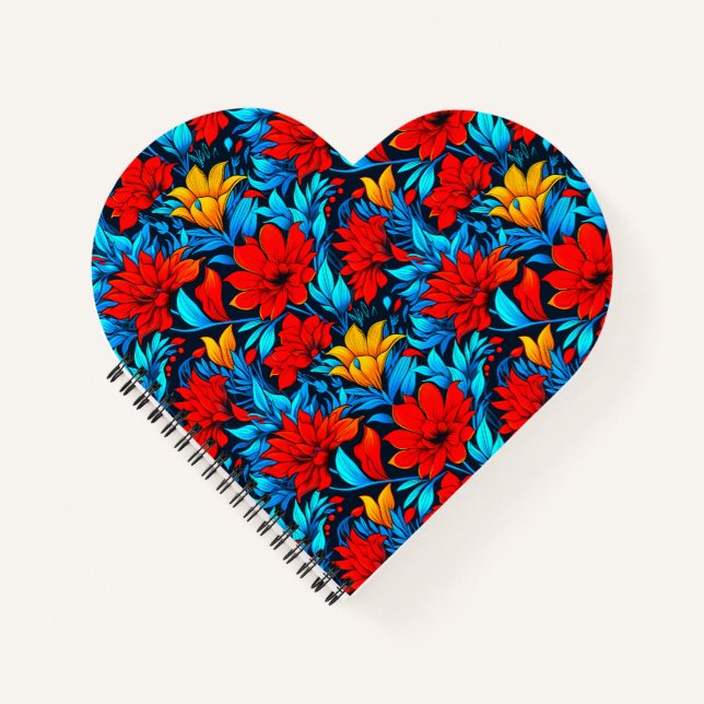 Floral Red yellow Flowers Pattern-13075 Notebook (Front)