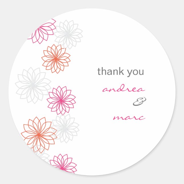 Floral Reflections Round Thank You Sticker (Front)