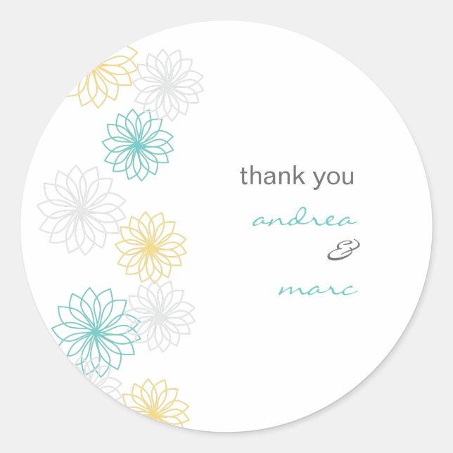 Floral Reflections Round Thank You Sticker (Front)