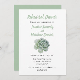 Floral Rehearsal Dinner Green Succulent Cactus Invitation