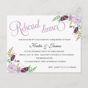 Floral Rehearsal Dinner Invitation    Purple
