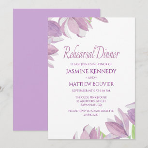 Floral Rehearsal Dinner Purple Watercolor Flowers Invitation