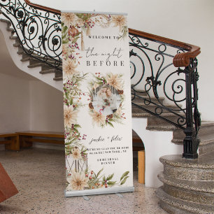 Floral Rehearsal Dinner The Night Before Custom Retractable Banner