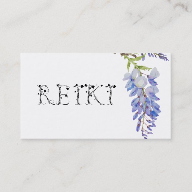 *~* Floral REIKI Wisteria Flower Watercolor Business Card (Front)