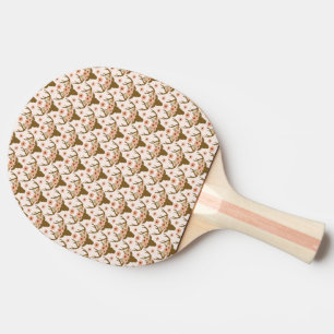 Floral Reindeer Antler Head Boho Rustic Pink Ping Pong Paddle