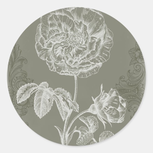 Floral Relief I Classic Round Sticker (Front)