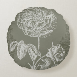 Floral Relief I Round Cushion