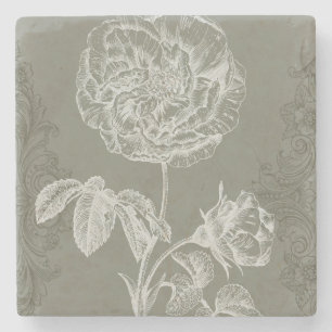 Floral Relief I Stone Coaster