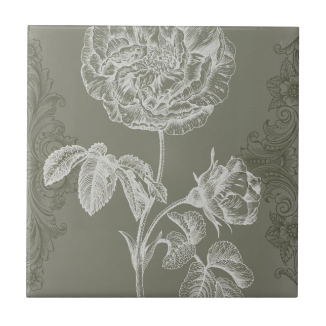 Floral Relief I Tile (Front)