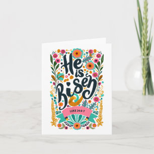 Floral Religious He Is Risen Christian Easter  Card