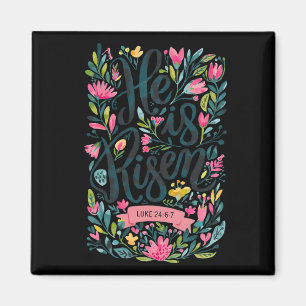 Floral Religious He Is Risen Christian Happy Easte Magnet