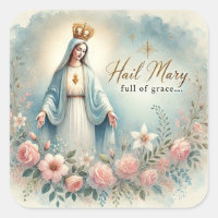 Floral Religious Mother Mary Pink Roses