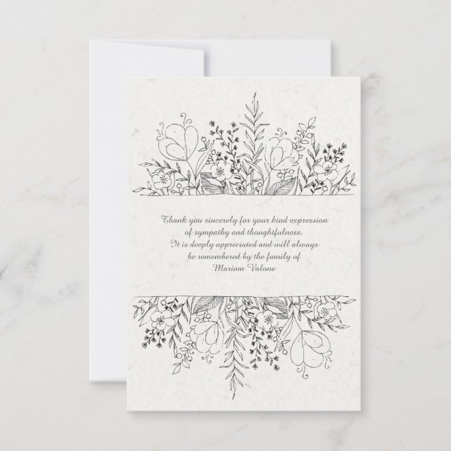 Floral Remembrance Bereavement Thank You Cards (Front)