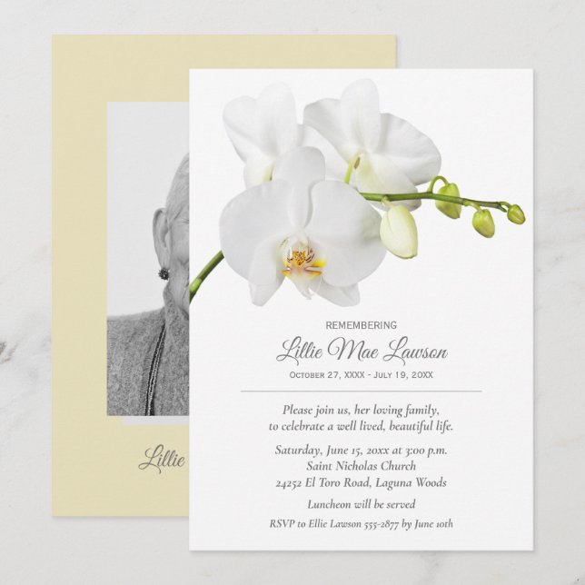 Floral Remembrance Celebration Photo Invitation (Front/Back)