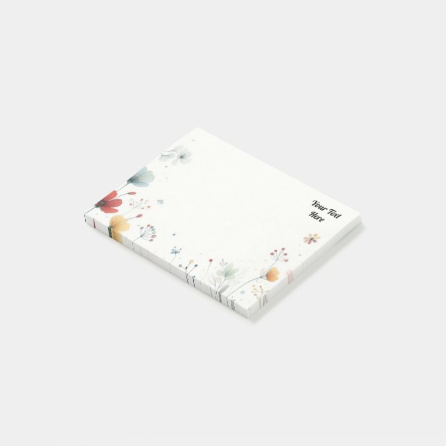 Floral Reminders: Customisable Wildflower Post-it Notes (Angled)