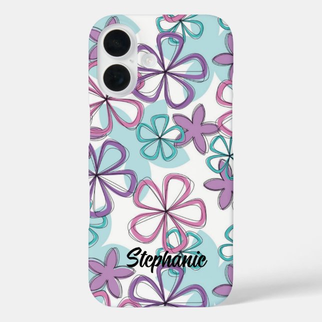 Floral Remix - Retro Flowers with Playful Outlines Case-Mate iPhone Case (Back)