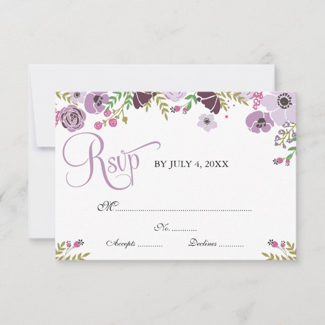 Floral Response Card | Purple (Front)