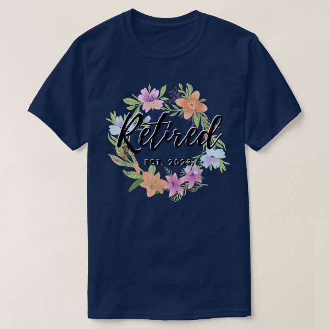 Floral Retired Est  T-Shirt (Design Front)