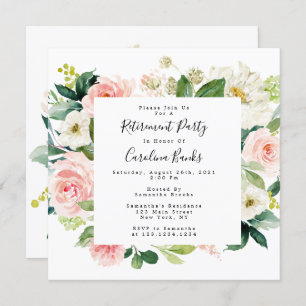 Floral Retirement Party Invitations, Square Invitation