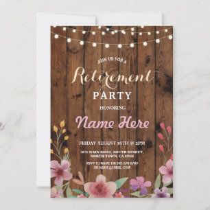Floral Retirement Party Watercolor Wood Invite
