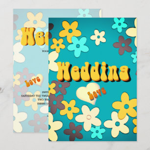 Floral Retro 1970s Chic Wedding Invitation