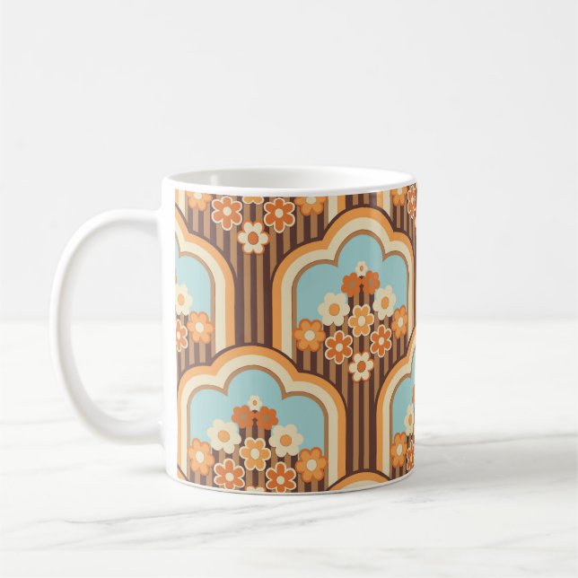 Floral Retro: 70s Wallpaper Revival Coffee Mug (Left)