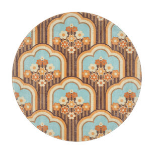 Floral Retro: 70s Wallpaper Revival Cutting Board