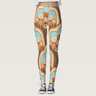 Floral Retro: 70s Wallpaper Revival Leggings