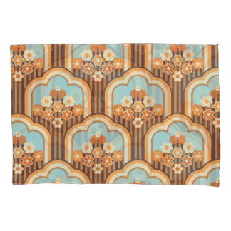 Floral Retro: 70s Wallpaper Revival Pillowcase