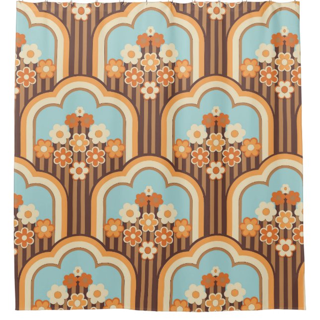 Floral Retro: 70s Wallpaper Revival Shower Curtain (Front)