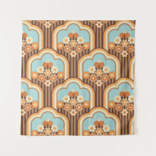 Floral Retro: 70s Wallpaper Revival Tapestry