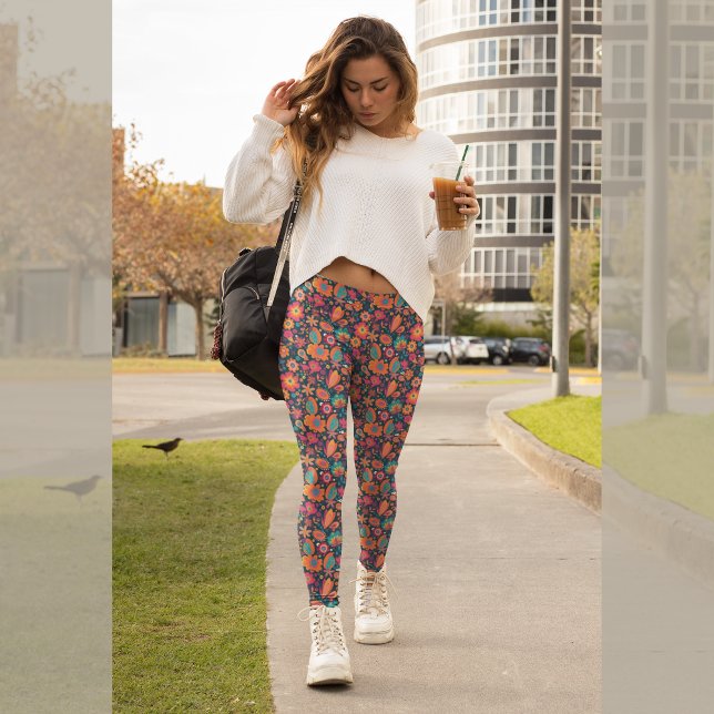 Floral retro colourful 70's leggings (Creator Uploaded)