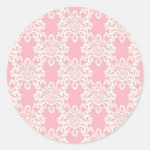 Floral retro damask classic round sticker