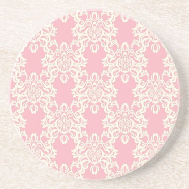 Floral retro damask coaster (Front)