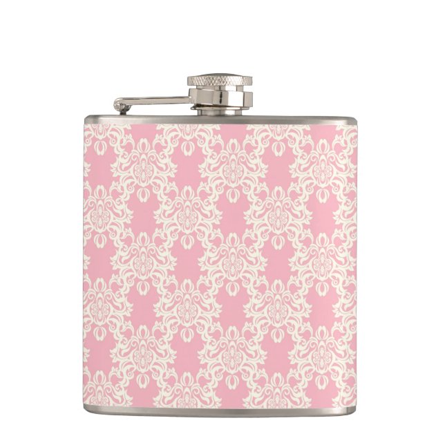 Floral retro damask hip flask (Front)
