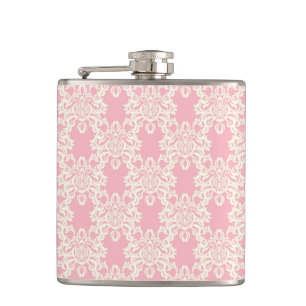 Floral retro damask hip flask