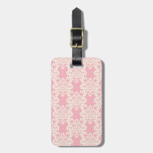 Floral retro damask luggage tag