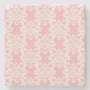 Floral retro damask stone coaster