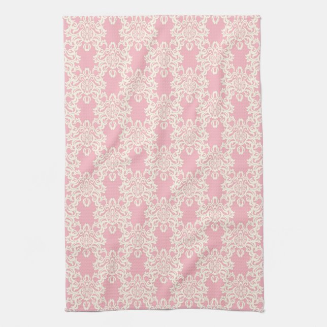 Floral retro damask tea towel (Vertical)