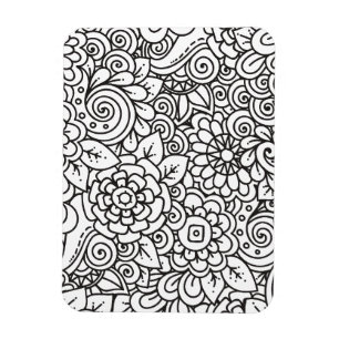 Floral Retro Doodle Magnet