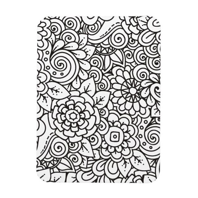 Floral Retro Doodle Magnet (Vertical)