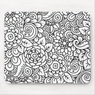 Floral Retro Doodle Mouse Mat