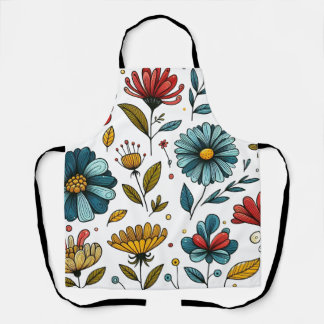 Floral Retro Folk Art Apron