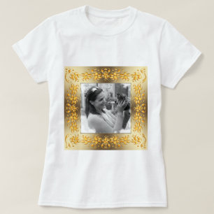 floral retro golden frame.Your photo. T-Shirt