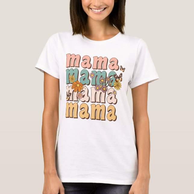 Floral Retro Mama T-Shirt (Front)