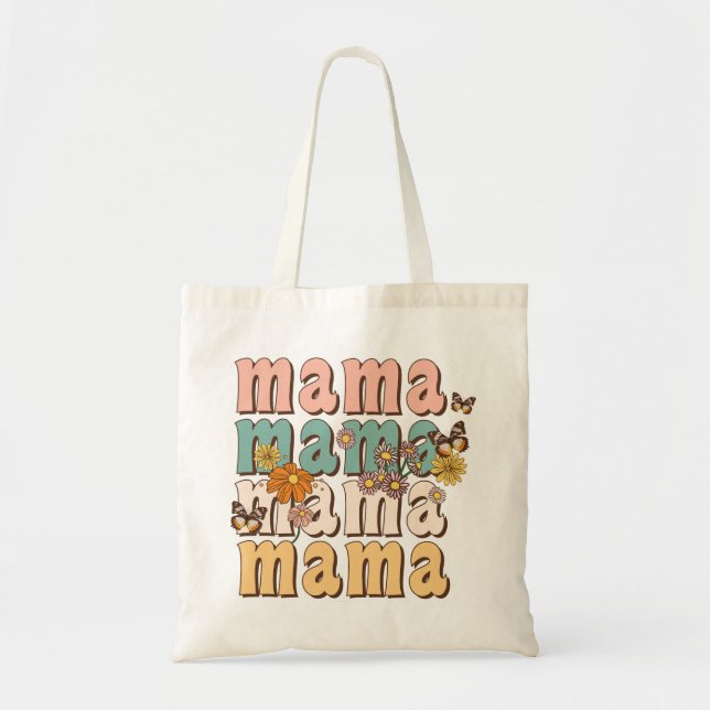 Floral Retro Mama Tote Bag (Front)