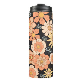 Floral Retro Peach Thermal Tumbler